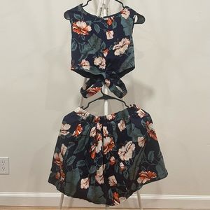 Floral tank top+mini skirt set, S
